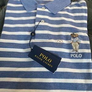 Ralph Lauren Polo in Blue and White Stripes Short Sleeve
